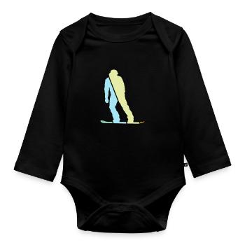 Snowboard Rétro - Body Bébé bio manches longues - noir - Devant