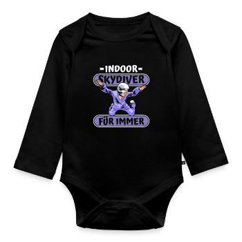 Indoor Skydiving Lustig - Baby Bio-Langarm-Body - Schwarz - Vorne