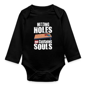 Funny Cornhole Corn Hole - Organic Longsleeve Baby Bodysuit - black - Front