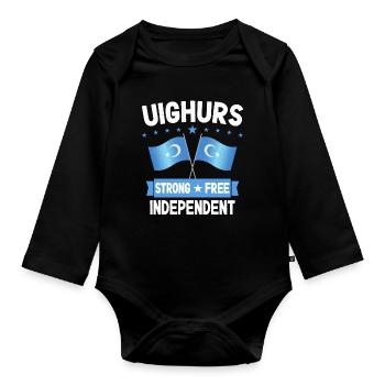 Ouïghours - Body Bébé bio manches longues - noir - Devant