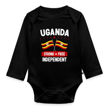 Uganda - Organic Longsleeve Baby Bodysuit - black - Front