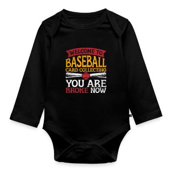 Baseballkarten Sammler Baseballkartensammler - Baby Bio-Langarm-Body - Schwarz - Vorne