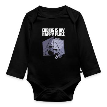 Coding is my happy place - Baby Bio-Langarm-Body - Schwarz - Vorne