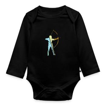 Archery Retro - Organic Longsleeve Baby Bodysuit - black - Front