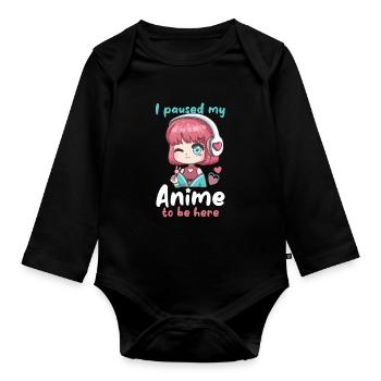 19421669380557989 avant - Body Bébé bio manches longues - noir - Devant