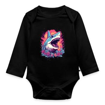 Fleur de requin Oceanographe Plongeur Cadeau - Body Bébé bio manches longues - noir - Devant