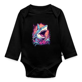Fleur de requin Oceanographe Plongeur Cadeau - Body Bébé bio manches longues - noir - Devant