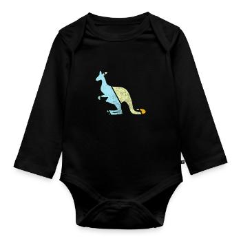 Kangourou Rétro - Body Bébé bio manches longues - noir - Devant
