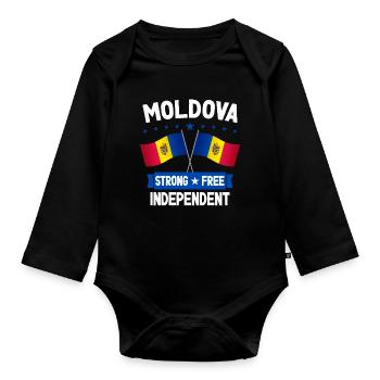Moldavie - Body Bébé bio manches longues - noir - Devant