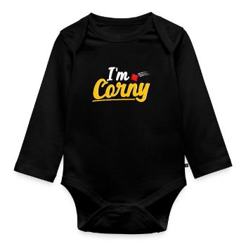 Funny Cornhole Corn Hole - Organic Longsleeve Baby Bodysuit - black - Front