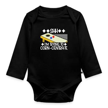 Drôle de trou de maïs - Body Bébé bio manches longues - noir - Devant