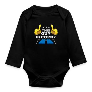 Drôle de trou de maïs - Body Bébé bio manches longues - noir - Devant