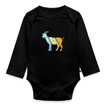 Chèvre Rétro - Body Bébé bio manches longues - noir - Devant