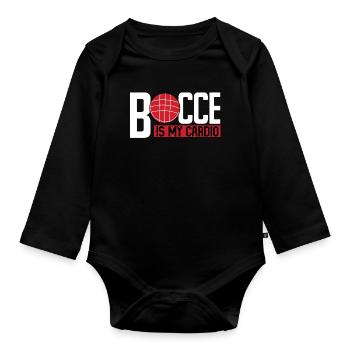 Funny bocce player - Organic Longsleeve Baby Bodysuit - black - Front