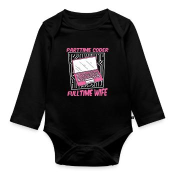 Entwickler Coder Programmierer Gattin - Baby Bio-Langarm-Body - Schwarz - Vorne