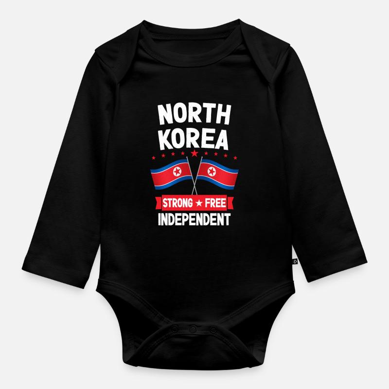 Corée du Nord - Body Bébé bio manches longues - noir