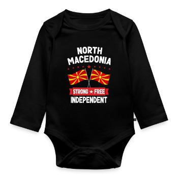Nordmazedonien - Baby Bio-Langarm-Body - Schwarz - Vorne
