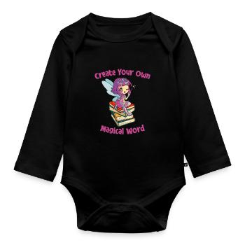 Book Bookworm Bookworm Magic Book Fairy - Organic Longsleeve Baby Bodysuit - black - Front