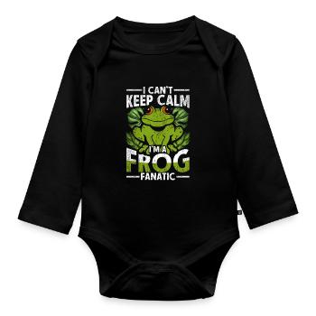 I Can't Keep Calm I'm A Frog Fanatic - Organic Longsleeve Baby Bodysuit - black - Front