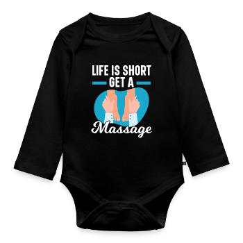 Life is short Get a therapist - Organic Longsleeve Baby Bodysuit - black - Front