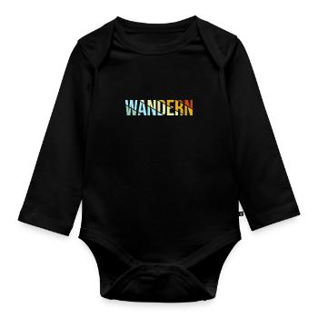 Wandern Retro - Baby Bio-Langarm-Body - Schwarz - Vorne