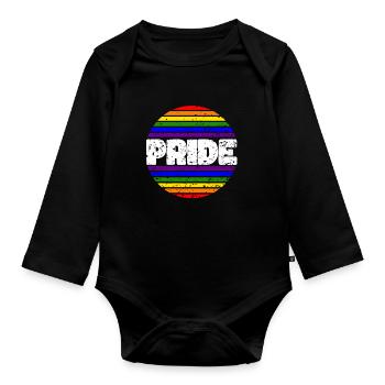 Pride LGBT Liebe gewinnt, wir sind queer und stolz - Baby Bio-Langarm-Body - Schwarz - Vorne