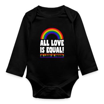 Pride LGBT Liebe gewinnt, wir sind queer und stolz - Baby Bio-Langarm-Body - Schwarz - Vorne
