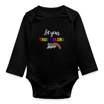 Pride LGBT Liebe gewinnt, wir sind queer und stolz - Baby Bio-Langarm-Body - Schwarz - Vorne