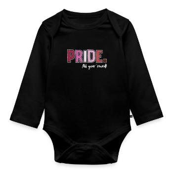 Pride LGBT Liebe gewinnt, wir sind queer und stolz - Baby Bio-Langarm-Body - Schwarz - Vorne