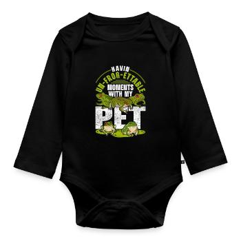Frog Red-eyed Tree Frog Un-Frog-Ettable - Organic Longsleeve Baby Bodysuit - black - Front