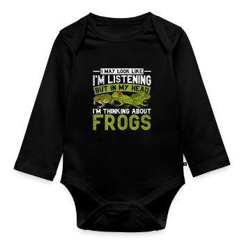 Frog owner Red-eyed tree frog Frog breeder - Organic Longsleeve Baby Bodysuit - black - Front