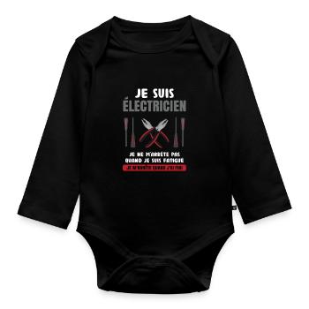 Électricien Dire Drôle De Technicien Électronique - Body Bébé bio manches longues - noir - Devant