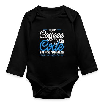 Coding Specialist Coffee, Code & Medical Terminology - Organic Longsleeve Baby Bodysuit - black - Front