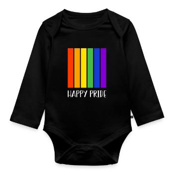 Pride LGBT Liebe gewinnt, wir sind queer und stolz - Baby Bio-Langarm-Body - Schwarz - Vorne