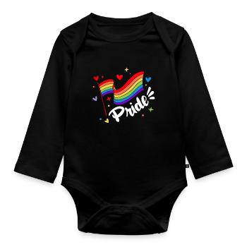 Pride LGBT Liebe gewinnt, wir sind queer und stolz - Baby Bio-Langarm-Body - Schwarz - Vorne