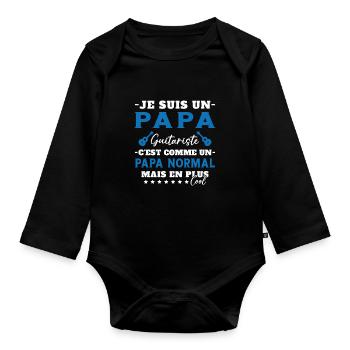 Papa guitariste comme un papa normal plus cool - Body Bébé bio manches longues - noir - Devant