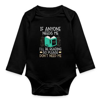 My weekend is fully booked Reading books Books - Organic Longsleeve Baby Bodysuit - black - Front