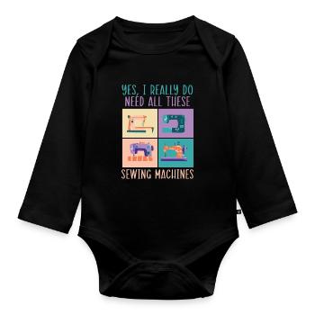 Ouais, j’ai vraiment besoin de toutes ces machines à coudre - Body Bébé bio manches longues - noir - Devant