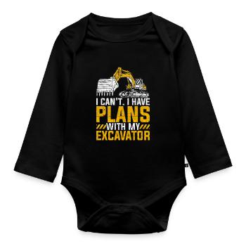 Baggerfahrer I Have Plans With My Excavator - Baby Bio-Langarm-Body - Schwarz - Vorne