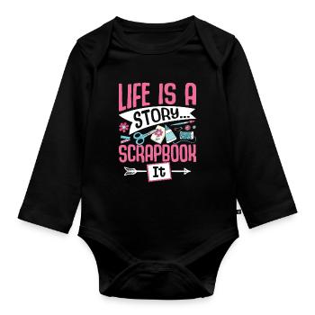 Scrapbooking Scrapbooker - Baby Bio-Langarm-Body - Schwarz - Vorne