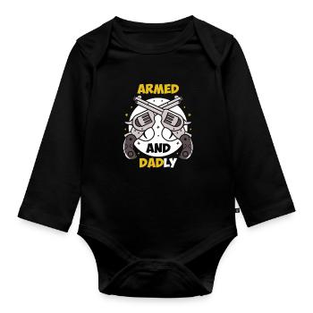 Bewaffnet und väterlich Lustige väterliche Väter - Baby Bio-Langarm-Body - Schwarz - Vorne