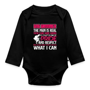 Dog Groomer Dog Groomer's Life - Organic Longsleeve Baby Bodysuit - black - Front