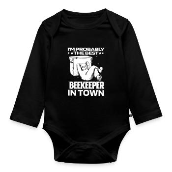 Beekeepers, beekeepers - Organic Longsleeve Baby Bodysuit - black - Front