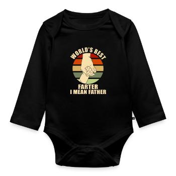 Weltbester Furz Ich meine Vater lustiger Vater - Baby Bio-Langarm-Body - Schwarz - Vorne