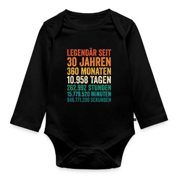 30 Jahre Dreißigster Geburtstag - Baby Bio-Langarm-Body - Schwarz - Vorne
