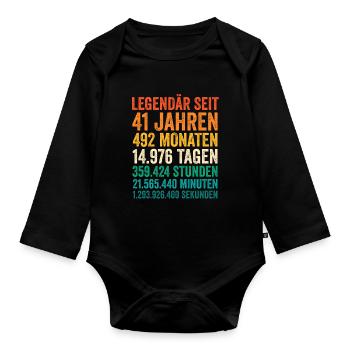 41 Jahre Einundvierzigster Geburtstag - Baby Bio-Langarm-Body - Schwarz - Vorne