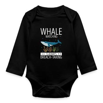 Beluga Whale Design für Meeressäuger und Orca - Baby Bio-Langarm-Body - Schwarz - Vorne