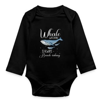 Orca Beobachtung für Buckelwale und Meerwale - Baby Bio-Langarm-Body - Schwarz - Vorne
