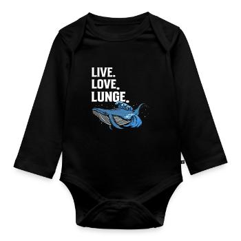 Meeressäuger für Orca-Beobachtung und Buckelwal - Baby Bio-Langarm-Body - Schwarz - Vorne