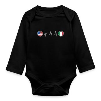 Italie - Body Bébé bio manches longues - noir - Devant